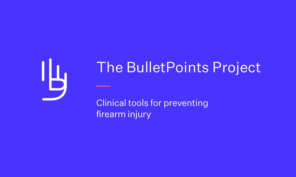 BulletPtsProj's tweet card. This course focuses on several areas where clinicians can help reduce the risk of firearm-related injury and death, including suicide, dementia, intimate partner violence, unintentional injury, and...