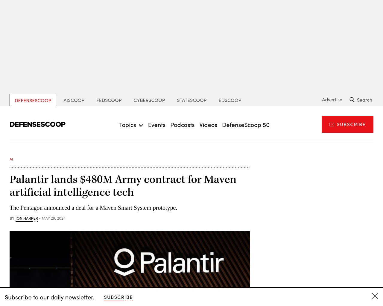 managetech_inc's tweet card. パレンティアはアメリカ陸軍からMaven Smart Systemのプロトタイプについて4億8000万ドルの契