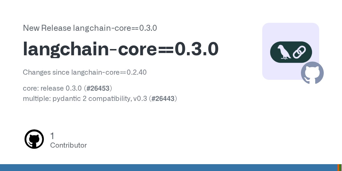 oshima_123's tweet card. Changes since langchain-core==0.2.40 core: release 0.3.0 (#26453) multiple: pydantic 2 compatibility, v0.3 (#26443)