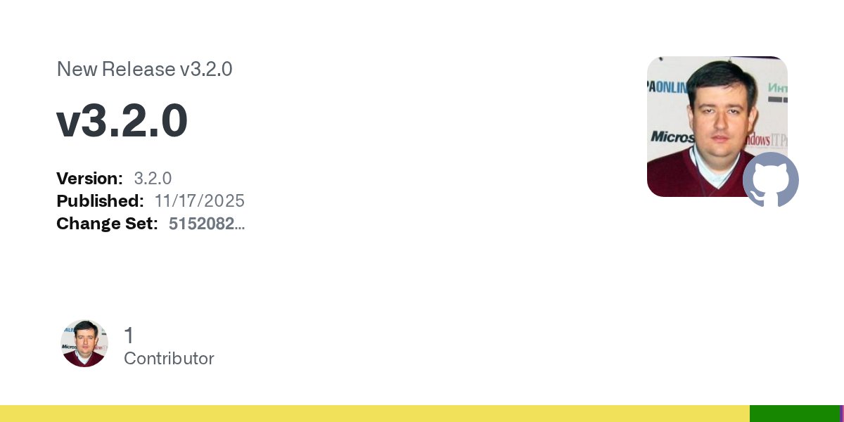 andrey_taritsyn's tweet card. Version: 3.2.0 Published: 11/17/2025 Change Set: 5152082 NuGet Package AutoprefixerHost Added support for the Autoprefixer version 10.4.22.0 Performed a migration to the modern C# null/not-null ch...