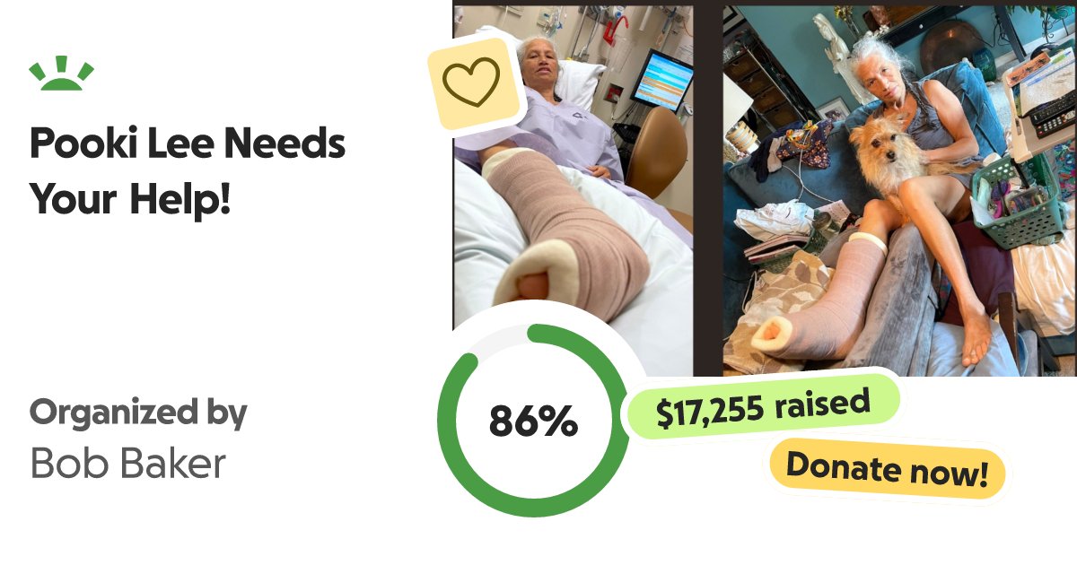 FreddyLRobinso7's tweet card. If you know Pooki, you know how radiant, loving, and full of light she is. Her spirit has touched… Bob Baker needs your support for Pooki Lee Needs Your Help!