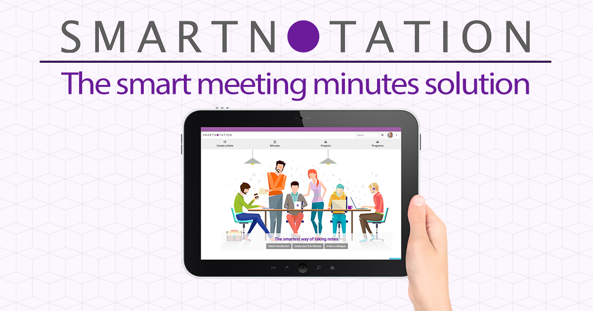 smartnotation's tweet card. Smartnotation makes meetings efficient. Employees attend more than 50 meetings on average per month. With smartnotation preparing meeting minutes is at least 3 times faster.
