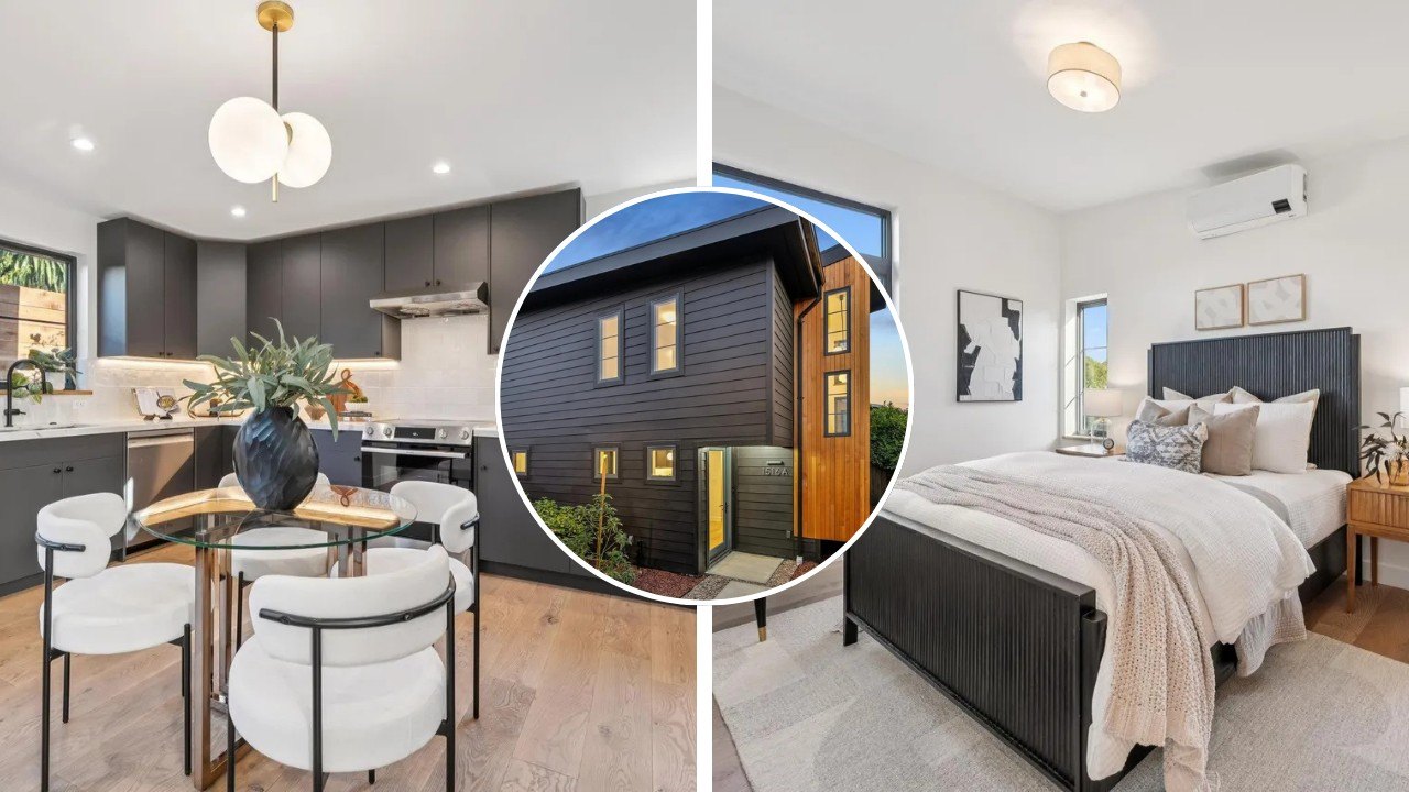 LCRealGroup's tweet card. An accessory dwelling unit that is nestled in the backyard of a 100-year-old Bay Area residence has been listed as a private property.