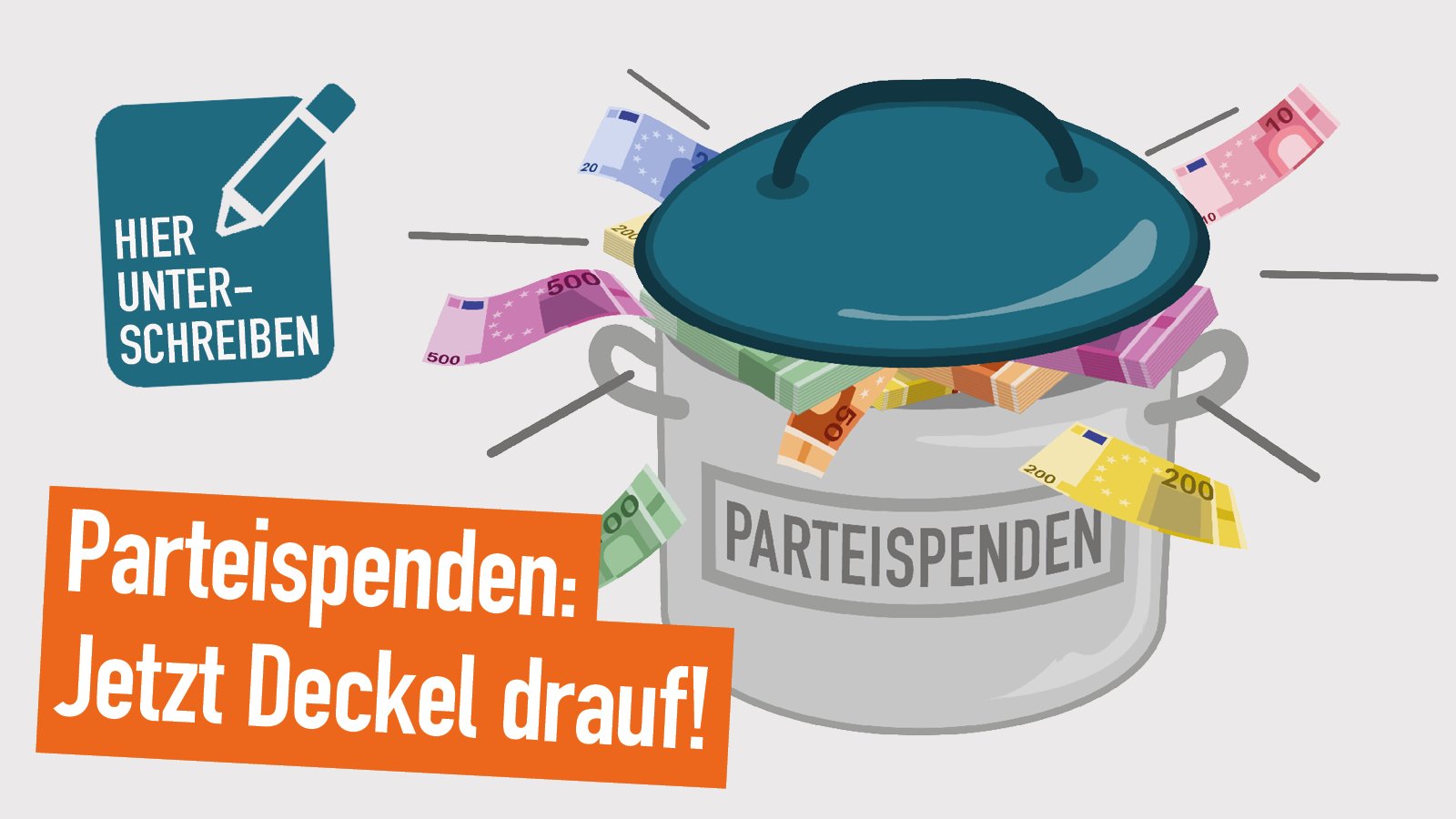 lobbycontrol's tweet card. Spenden für Parteien dürfen in Deutschland unbegrenzt hoch sein. Das ist undemokratisch, da viel Geld viel Einfluss bedeutet. Jetzt Appell für einen Deckel auf die Parteispenden unterschreiben!