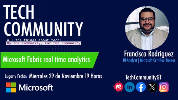 TechCommunityGT's tweet card. En este evento **presencial (GRATUITO 🎉)**, [Francisco Rodriguez](https://www.linkedin.com/in/francisco-rodriguez-a63774186/) nos compartirá de manera práctica el uso de *