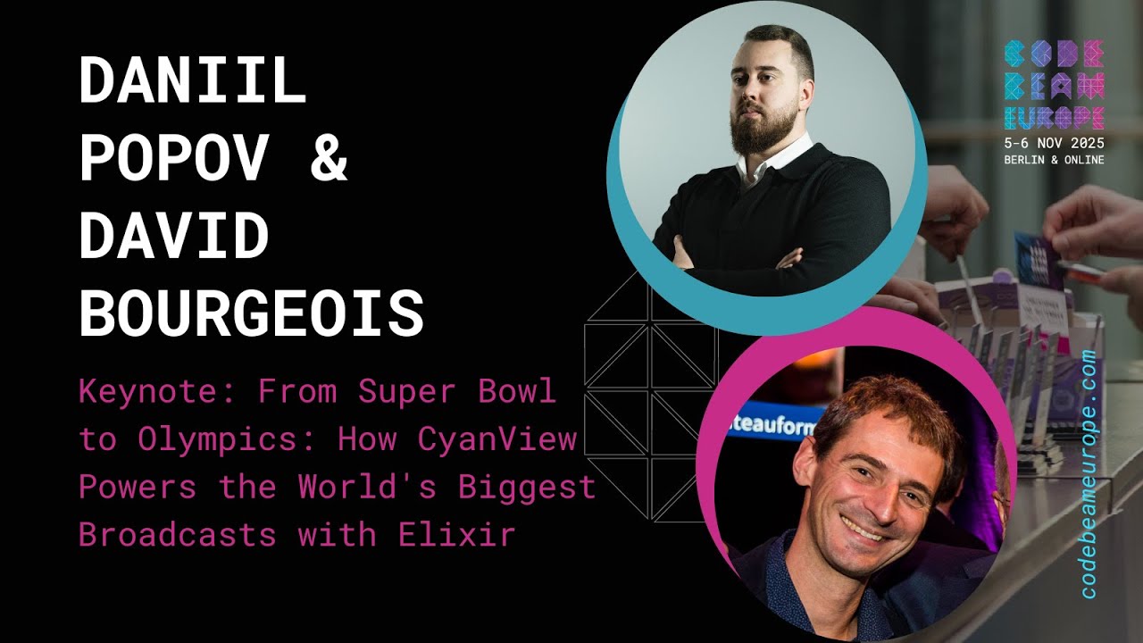 CodeBEAMio's tweet card. Keynote: CyanView & Elixir in Broadcasts – Daniil Popov, David...