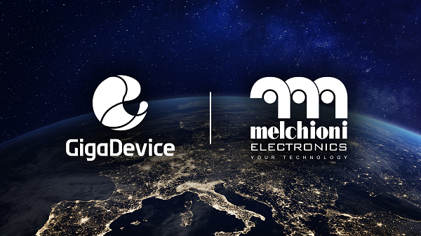 electronics_med's tweet card. GigaDevice partners with Melchioni Electronics to distribute Flash memory and GD32 MCUs in France, Italy, Spain, and Portugal, with local field application support.