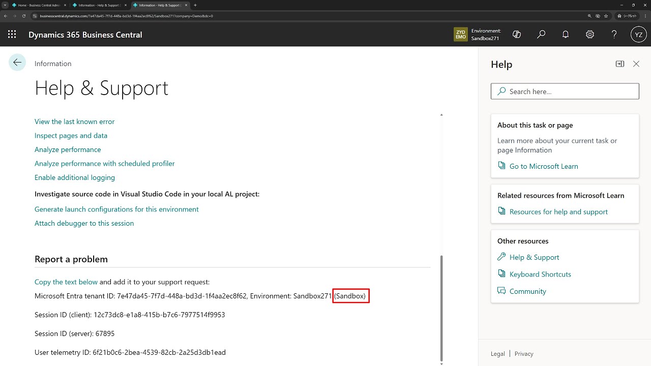 yzhums's tweet card. Business Central short: Check whether the current environment is Sand...