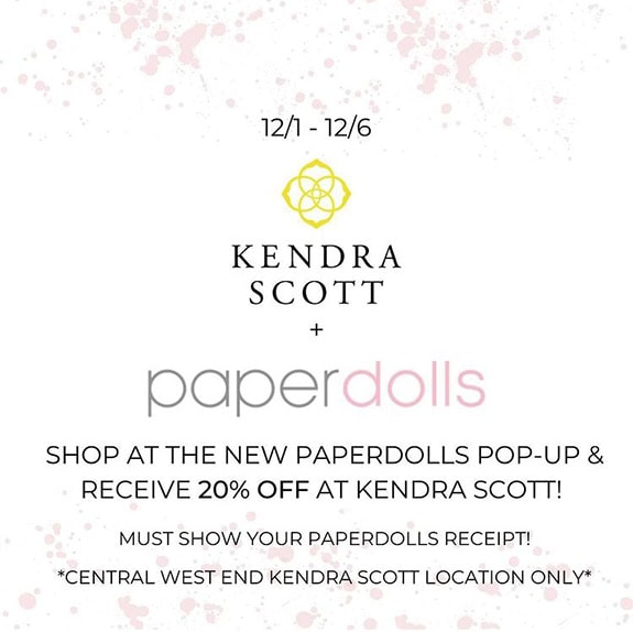 STLcwescene's tweet card. If you’re looking to get in the holiday spirit, the CWE is the place to be! Here are five things to do this weekend in the Central West End. Shop and Save | Paperdolls Boutique Pop-Up Shop & Kendra...