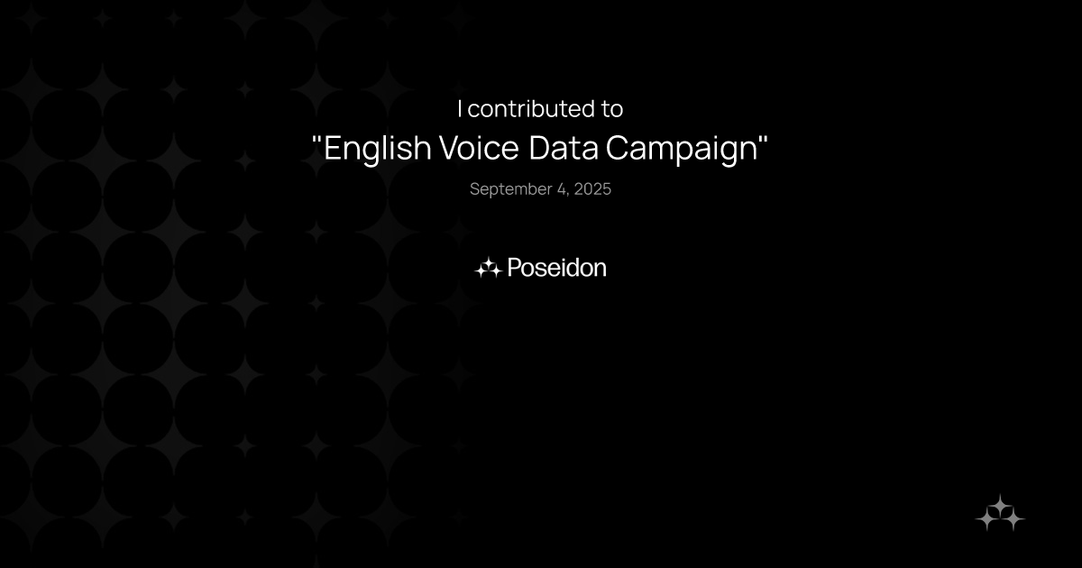 Mod_Ammar1's tweet card. I just contributed my voice to AI training with Poseidon DePIN. Join Poseidon with my referral code.