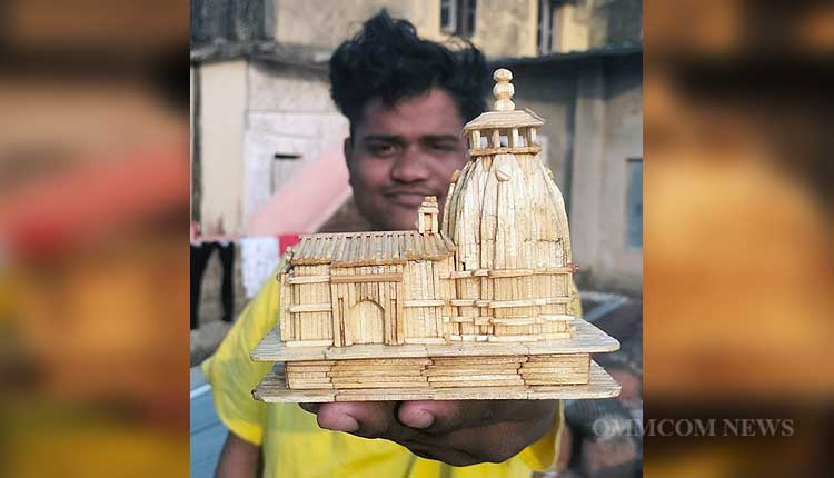 OmmcomNews's tweet card. Puri: With a day left for Mahashivratri,  Saswat Ranjan Sahoo from Puri has crafted an intricate miniature model of the Kedarnath temple using 602 Puri Youth Creates Stunning Miniature Kedarnath...