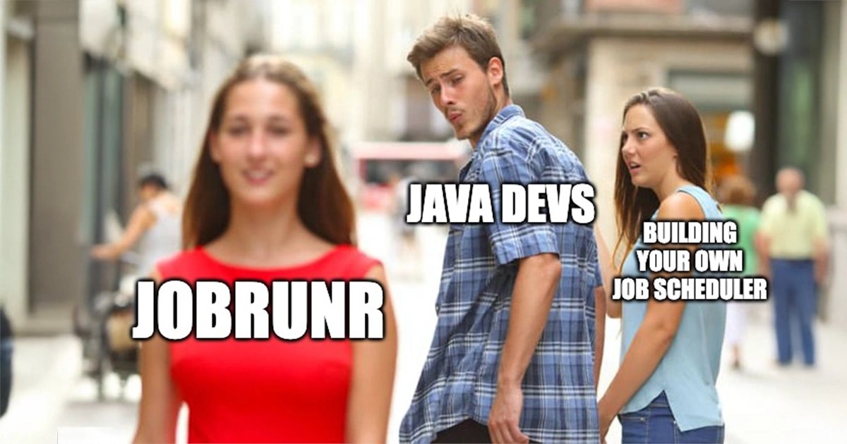 JobRunr's tweet card. Easily schedule your (batch) jobs in Java and monitor them using JobRunr, a unified programming model to handle background tasks in a reliable way.
