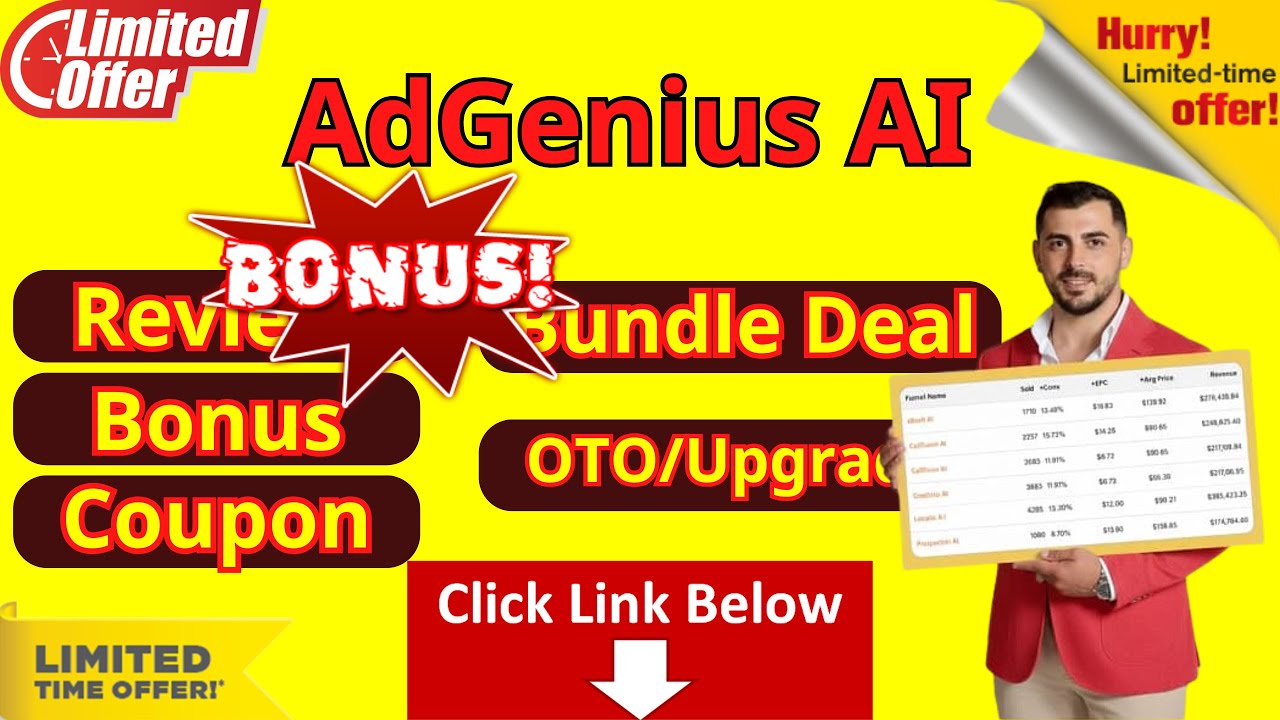 tonymarketing83's tweet card. AdGenius AI Demo - AdGenius AI Review & Bonus - OTO - Bundle Deal by...