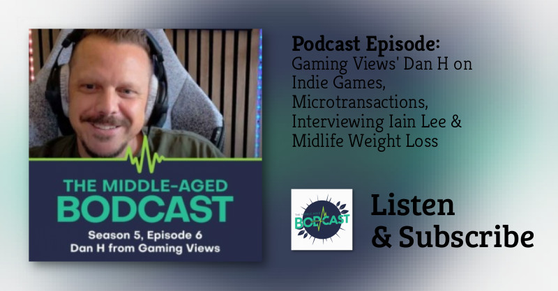 MidagedBodcast's tweet card. Raging Rich and T.A. Shelano connect with Dan H from the Gaming Views podcast for an honest, wide-ranging interview about the modern gaming landscape and health in midlife. Dan shares how Gaming Vi...