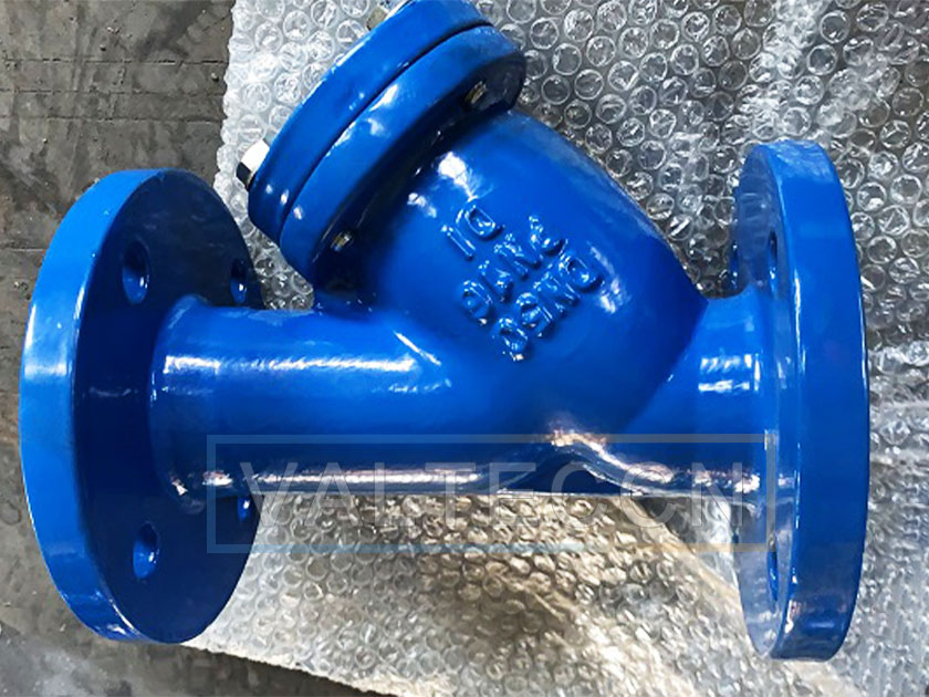 valteccn's tweet card. DIN Y Strainer PN16 flanged type with DI body and SS304 screen exported to Brazil, offering stable filtration performance for water treatment.