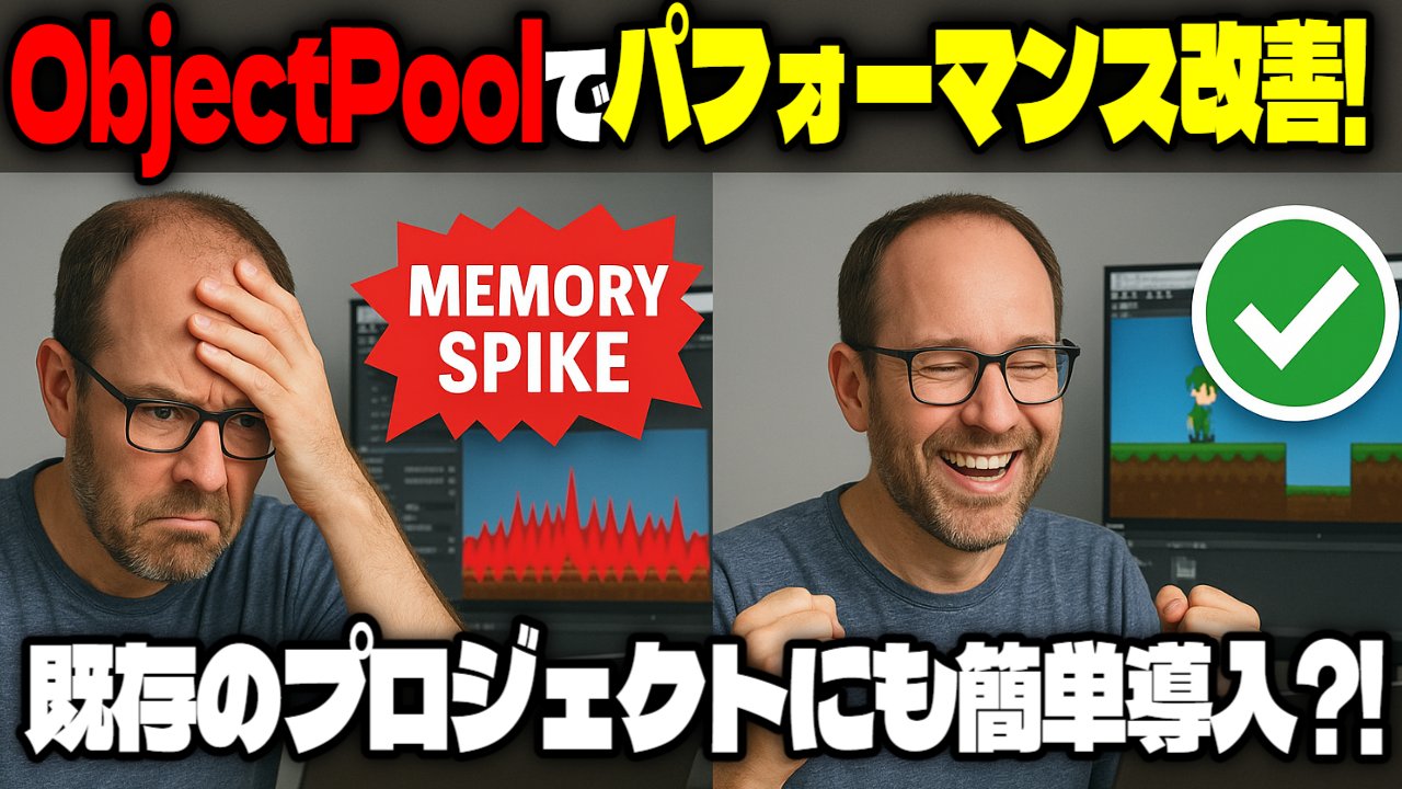 anogame_master's tweet card. ゲーム開発をしていると、大量のオブジェクトを作ったり消したりするようなシチュエーションが発生します。そんなとき気になるのがパフォーマンス！UnityではInstantiateやDestroyを多用するとメモリスパイクを起こしたりして、カクカ