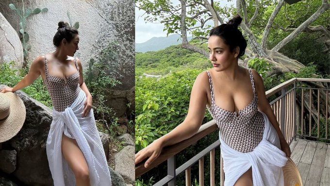 Neha Sharma swimsuit, one-piece swimsuit,