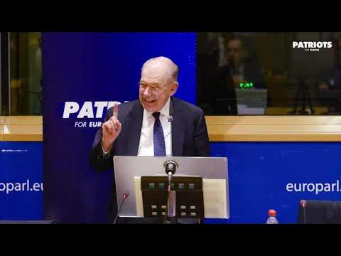 PinkCerberus's tweet card. John Mearsheimer addresses the European Parliament on the topic of...