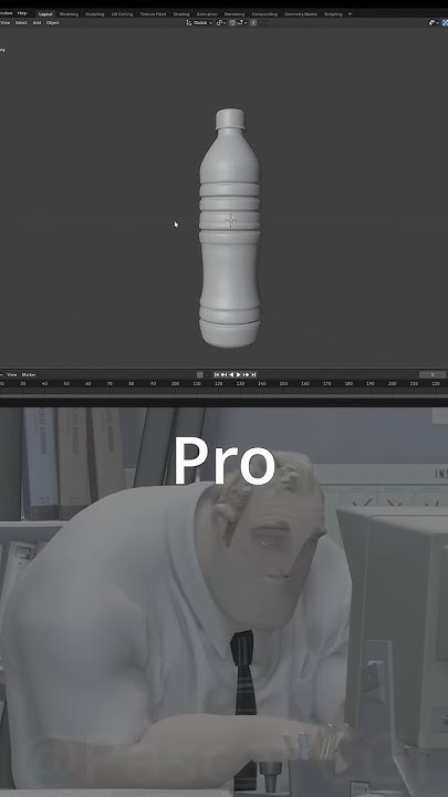 yaaaamstranger's tweet card. Blender Noob vs Pro Water Bottle #blender #blender3d #blendertutorial...