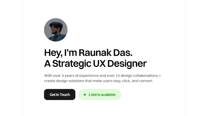 Skirook's tweet card. Hey, I'm Raunak and this is my UX Portfolio. I'm a Strategic UX Designer with over 3 years of experience and over 10 design collaborations, I create design solutions that make users stay, click, and...