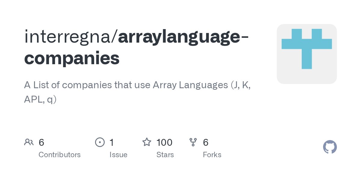 grandiopanda's tweet card. A List of companies that use Array Languages (J, K, APL, q) - interregna/arraylanguage-companies