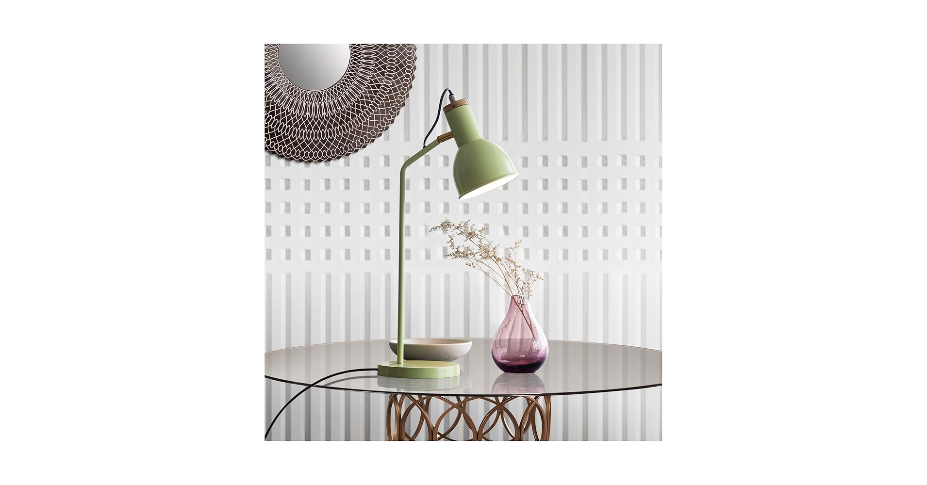 Okayspot_India's tweet card. Lisa task lighting is sleek mint green-finished structure that directs light where it's needed thanks to its pivoting shade.