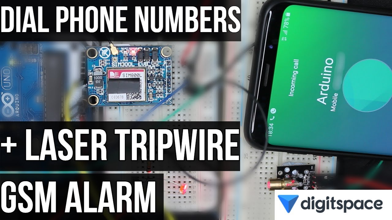 SurtrTech's tweet card. Arduino + SIM800L to Dial phone numbers & LASER Tripwire GSM Alarm...
