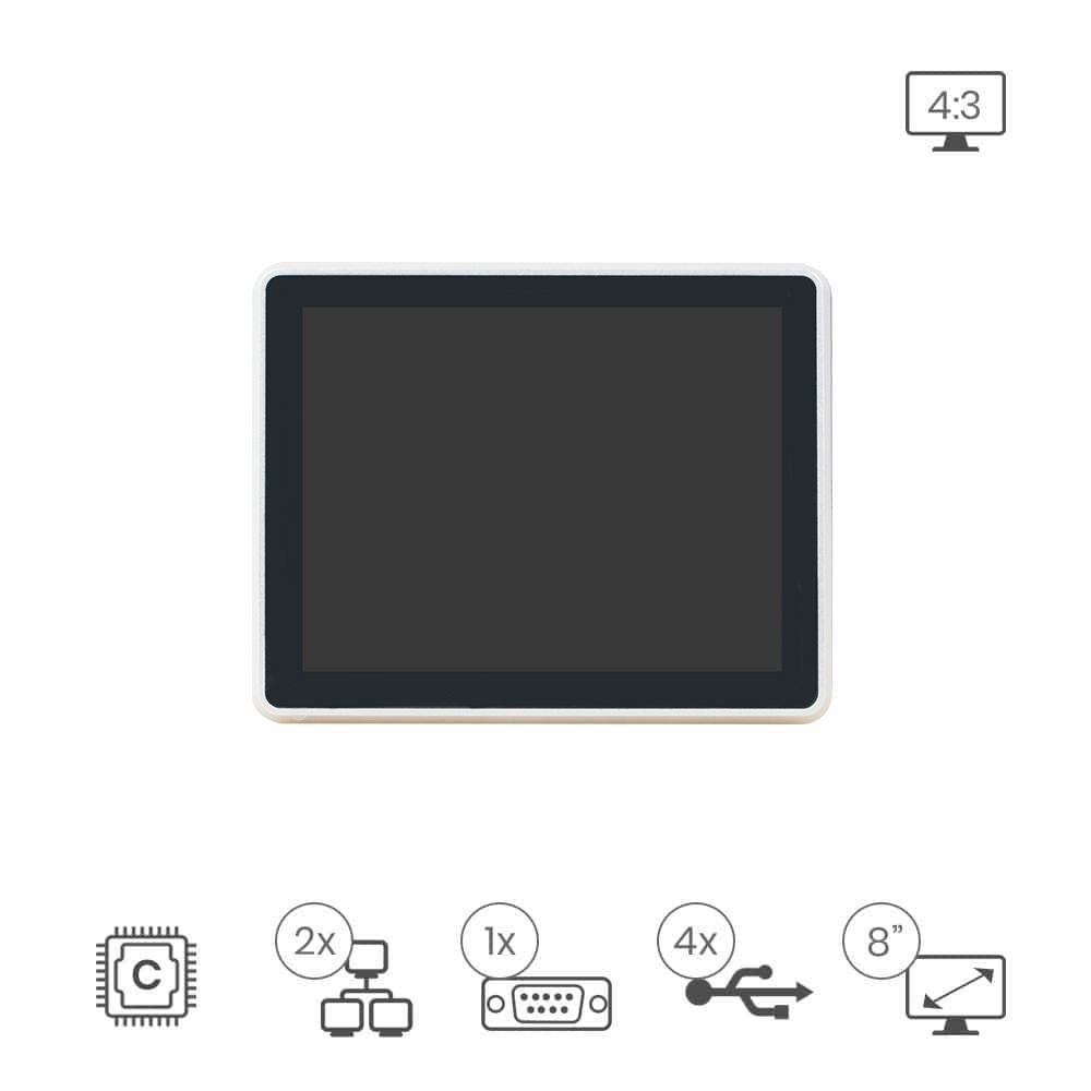 ibertronica's tweet card. Panel PC 8" 4:3. Panel PC táctil TFT sin ventilador de 8.0" con procesador Intel Elkhart Lake N6210 de 1.2 GHz de doble núcleo.