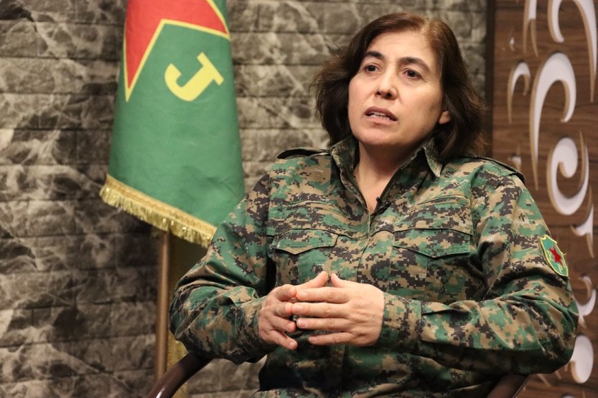 PYD_Rojava's tweet card. Fermandara YPJ’ê Newroz Ehmed got “Wek YPJ têkoşîna me ne tenê wekî hêzeke fermî di artêşê de cihgirtin e, armanc