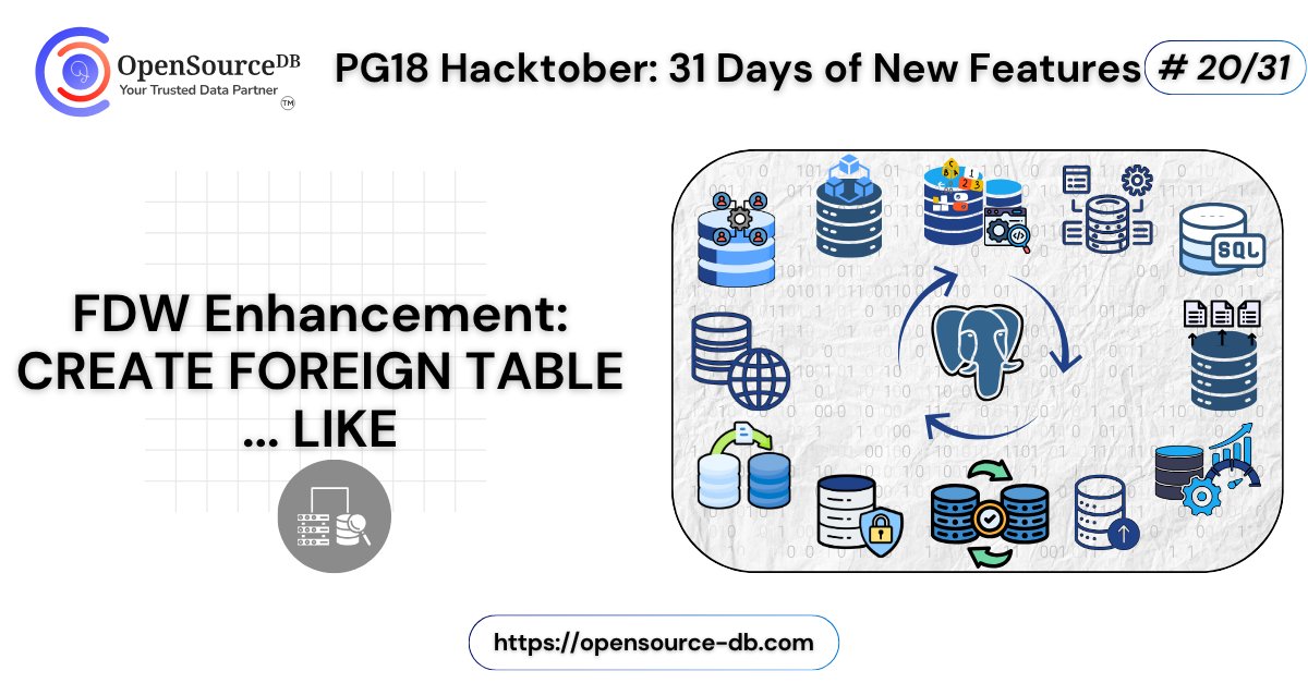 opensource_db's tweet card. In today’s post of the PG18 Hacktober segment!, we’re going to discuss the LIKE operator that was introduced to simplify […]