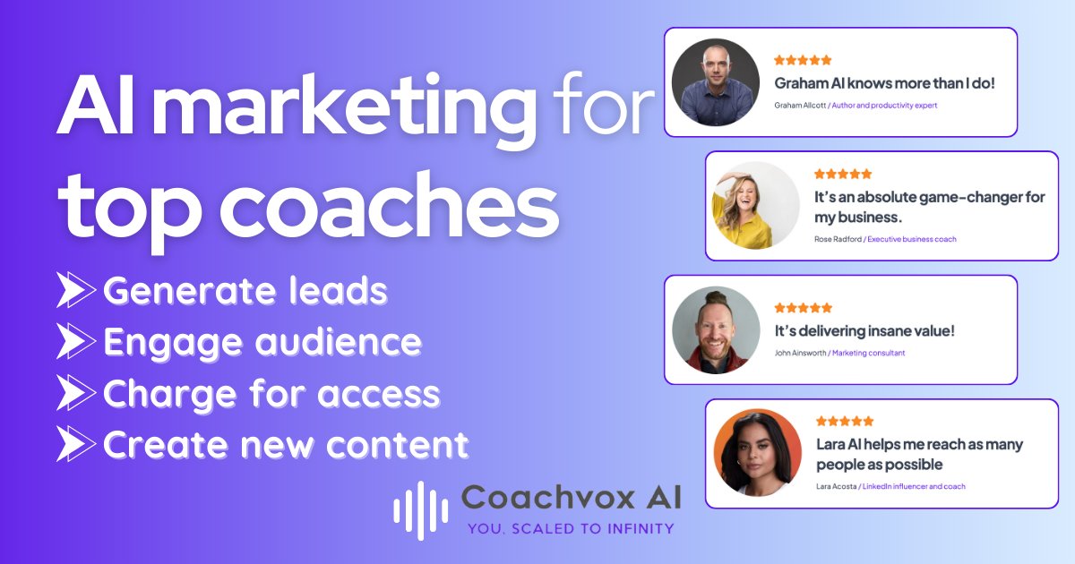 AshRoyHelps's tweet card. The ultimate AI marketing tool for coaches with content. Build your brand and scale your business with an AI version of you. Get started today.