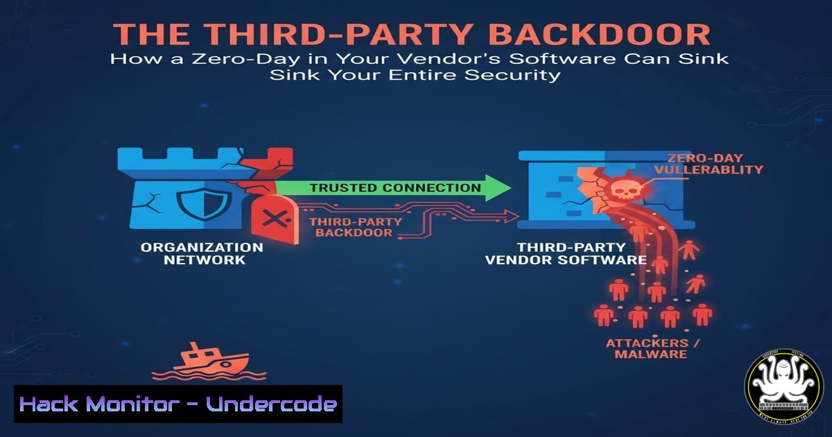 UndercodeUpdate's tweet card. The Third-Party Backdoor: How a Zero-Day in Your Vendor's Software Can Sink Your Entire Security Posture - "Undercode Testing": Monitor hackers like a pro.