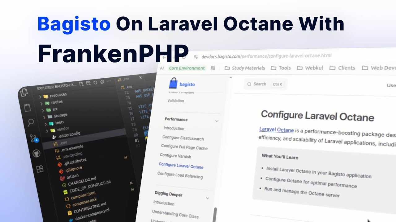 BagistoShop's tweet card. FrankenPHP + Bagisto = Lightning-Fast eCommerce | High Concurrency &...