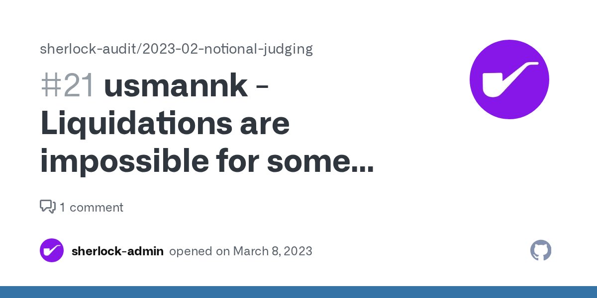 Audix_hq's tweet card. usmannk high Liquidations are impossible for some Curve pools Summary Some curve pools have implementations such that Notional liquidations always revert. Vulnerability Detail Liquidations are done...