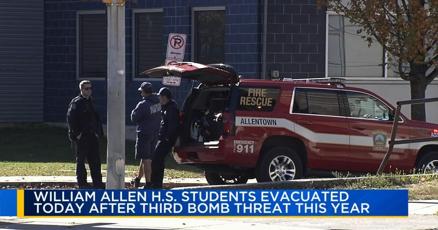 69News's tweet card. Students were evacuated from William Allen High School Monday morning after a bomb threat.