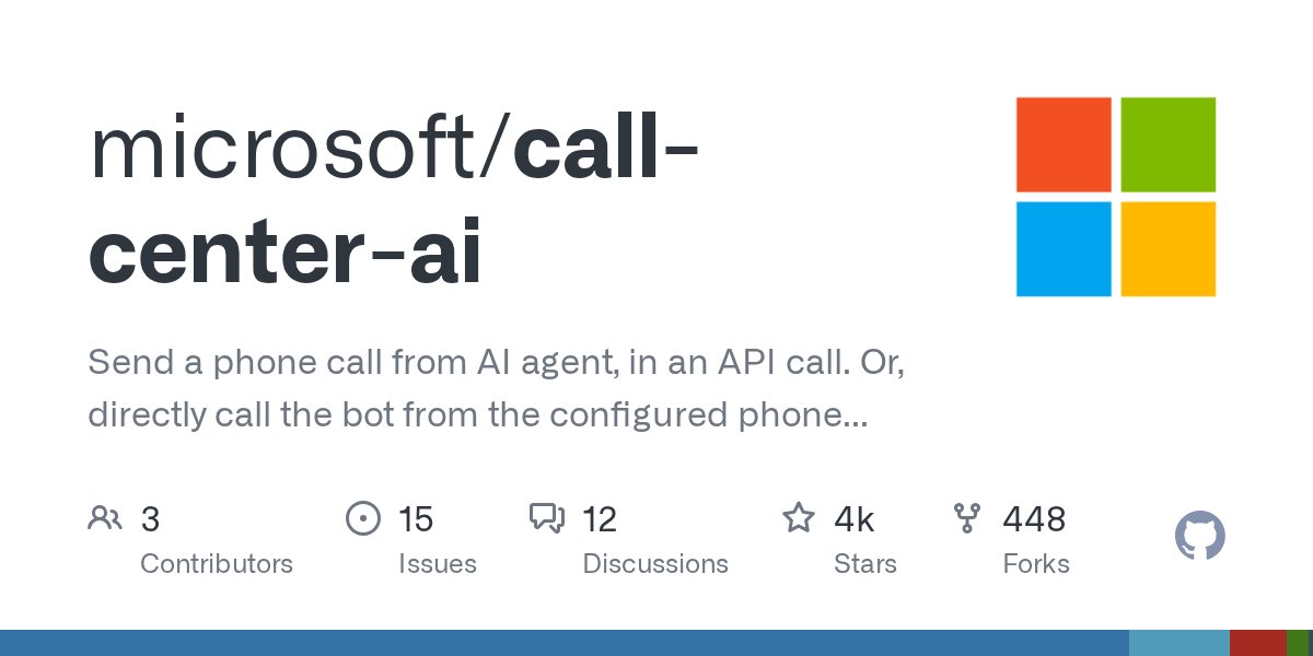 bilge_yc's tweet card. Send a phone call from AI agent, in an API call. Or, directly call the bot from the configured phone number! - microsoft/call-center-ai