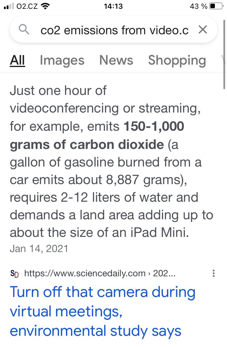 WhatWeValue's tweet card. As Alice Schmidt highlighted, Every time we use our videos during #videoconference calls we emit #co2 so the fix is to turn off our videos and put our pictures up on our profiles and only turn our...