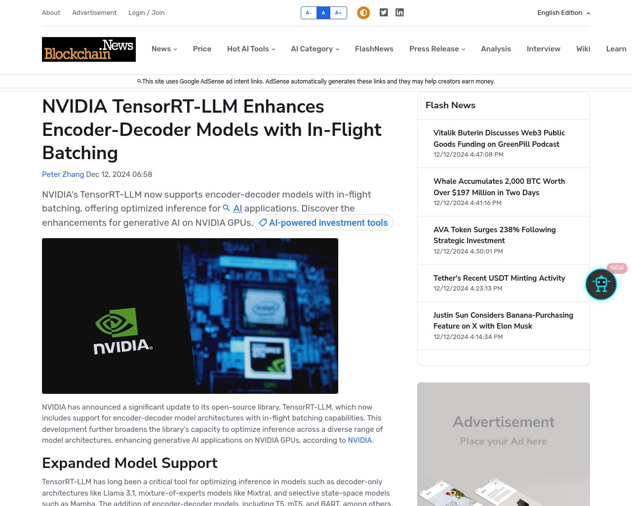 managetech_inc's tweet card. NVIDIAのTensorRT-LLMはエンコーダーデコーダーモデルをサポートし、インフライトバッチングを提供
