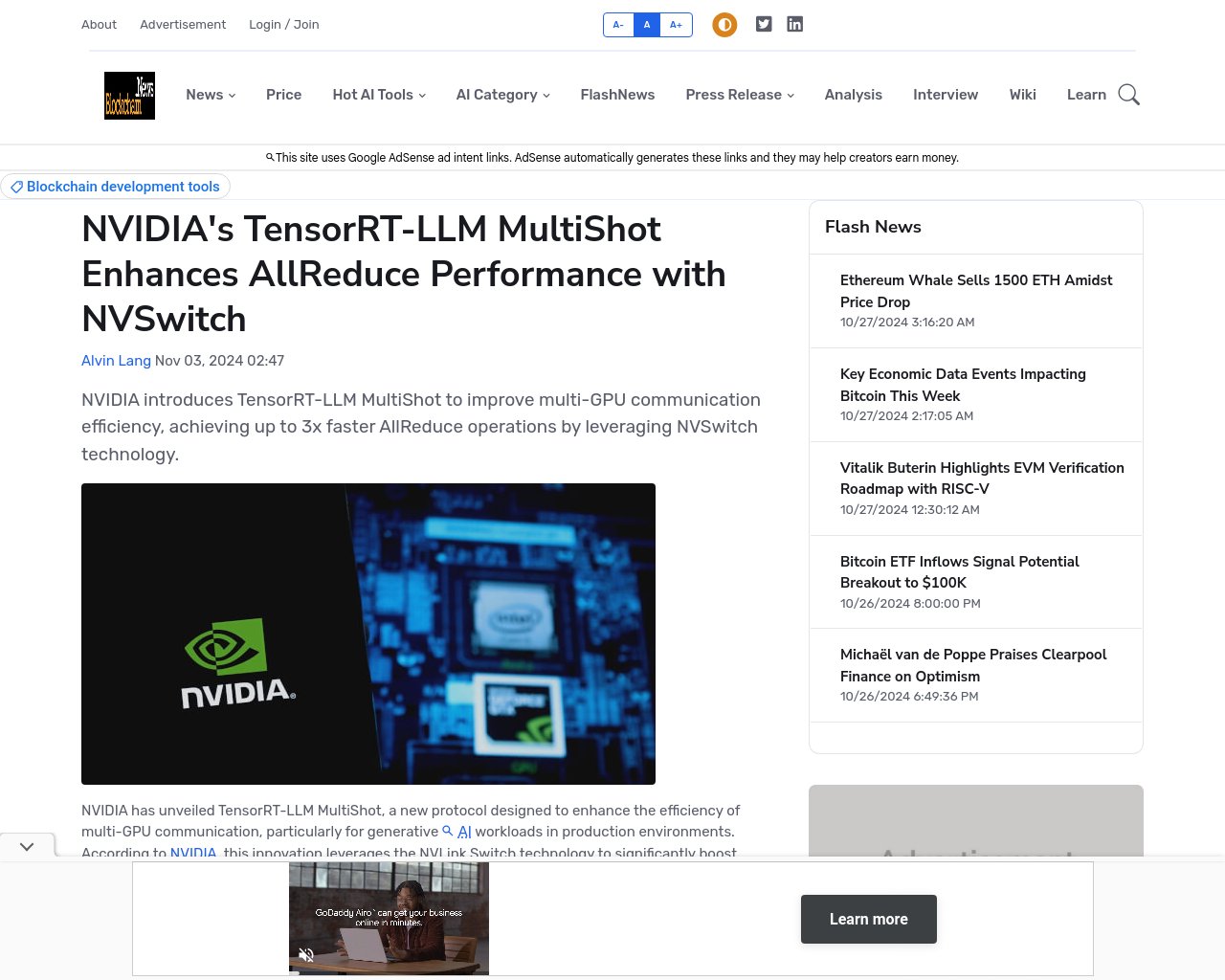 managetech_inc's tweet card. NVIDIAがTensorRT-LLM MultiShotを導入し、NVSwitchテクノロジーを活用して最大