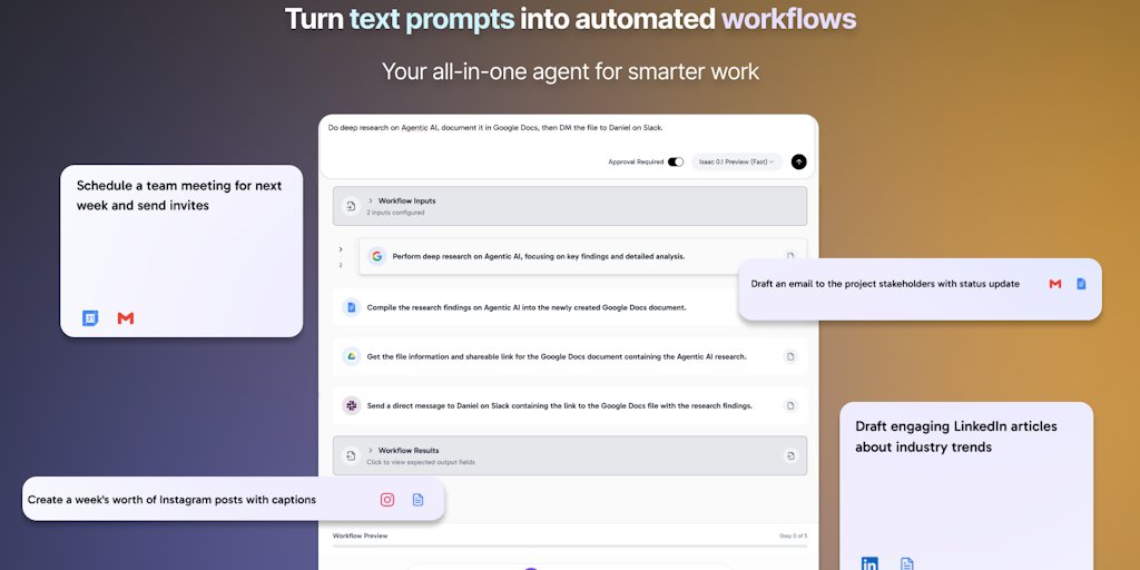 Pokee_AI's tweet card. World's first vibe agentic workflow builder with an API that is as easy to use as ChatGPT. All Auth Handled. Agentic workflows now only require a single text prompt. No more manual node wiring....