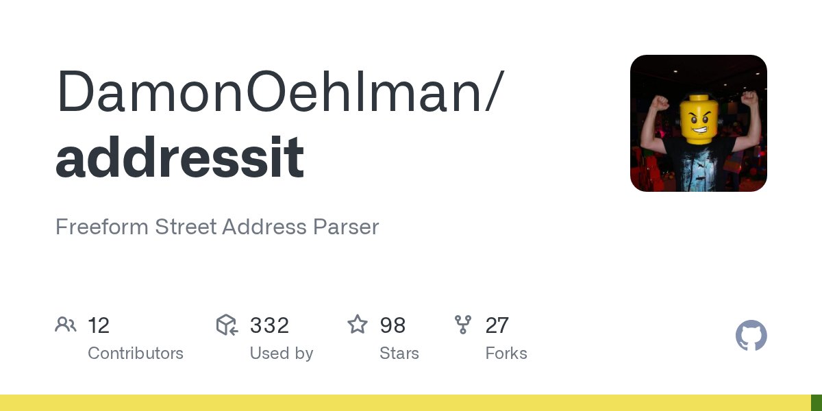 DamonOehlman's tweet card. Freeform Street Address Parser. Contribute to DamonOehlman/addressit development by creating an account on GitHub.