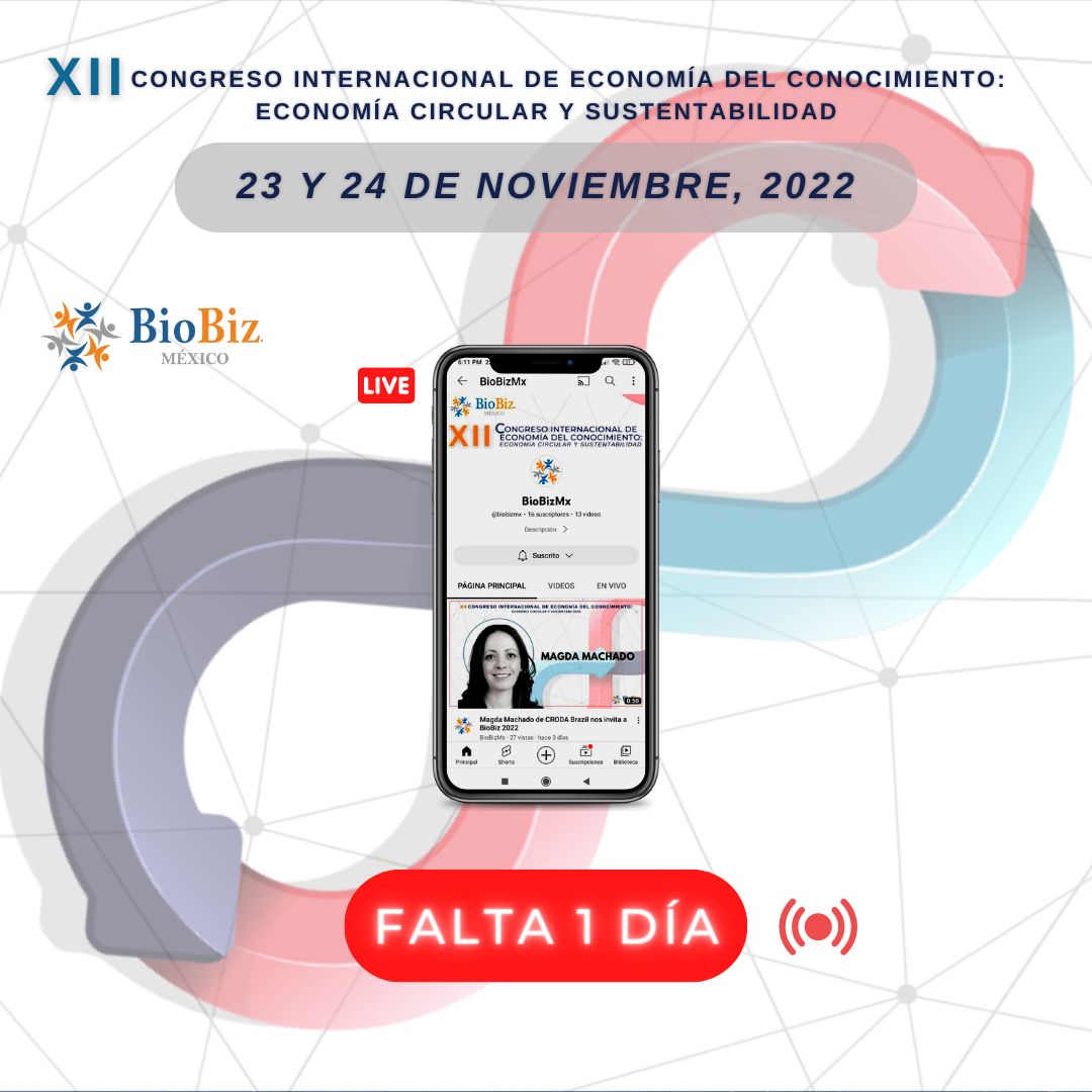 BioconnectMex's tweet card. Falta 1 día para nuestro XII Congreso.F ¡Aún tenemos cupo! No te quedes fuera www.biobiz.org.mx https://lnkd.in/dPCZsra5