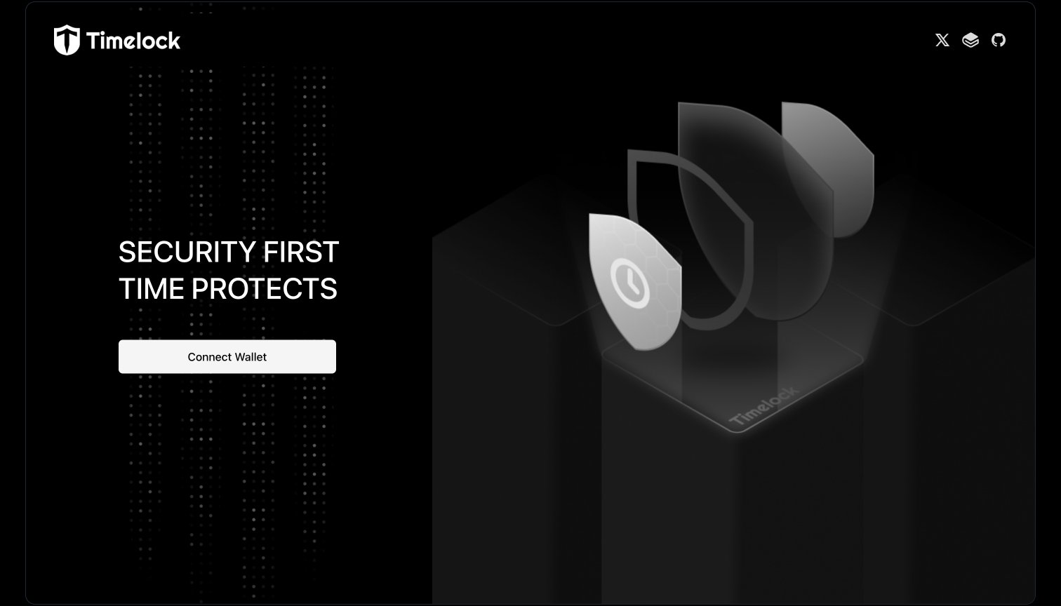 TimelockApp's tweet card. Security has no shortcuts. Time guards what matters. - Try BNB Chain dApp Timelock now.