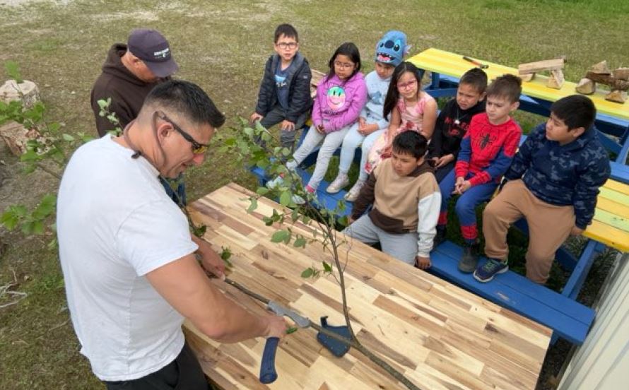 CLARI_Network's tweet card. In the picture above, Calvin Stevens, a teacher at the Eskasoni Immersion School is showing students how to make a wooden whistle. Prof. Melissa Bishop from CBU will team up with Elaine Denny,...