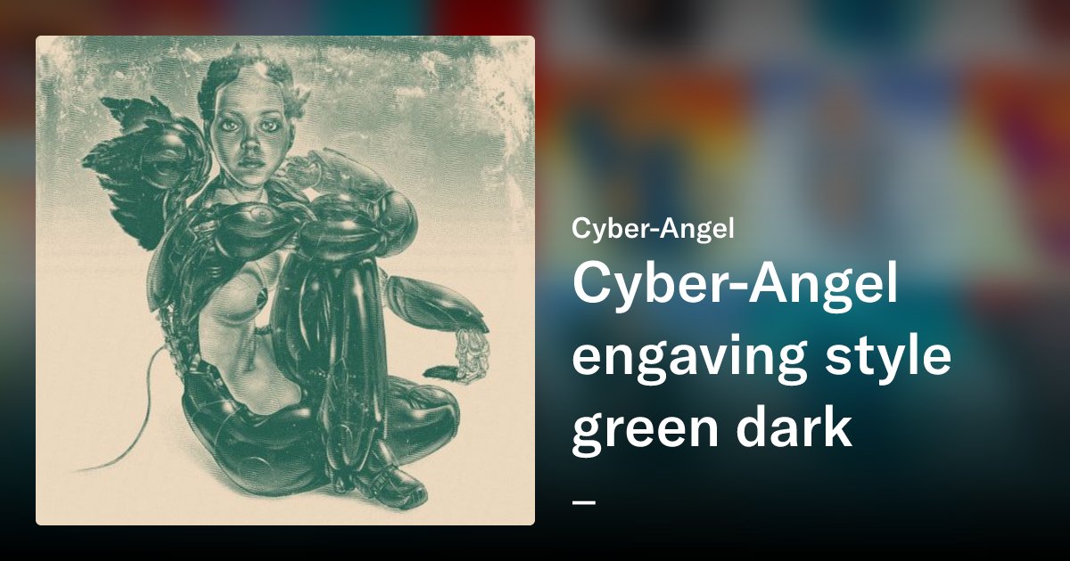 Inshader's tweet card. A cyber angel, in the form of a girl, with a peculiar and unusually attractive appearance, she is equipped with parts of a robot, complemented by feathers in her wings and hair, sits in an awkward...