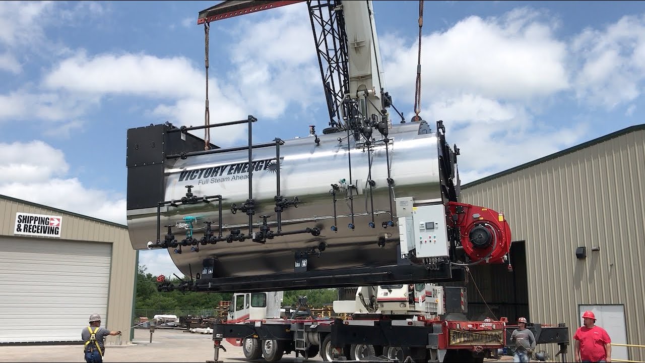 IntrepidGroupL's tweet card. Firetube Boiler Load out with Crane at Victory Energy