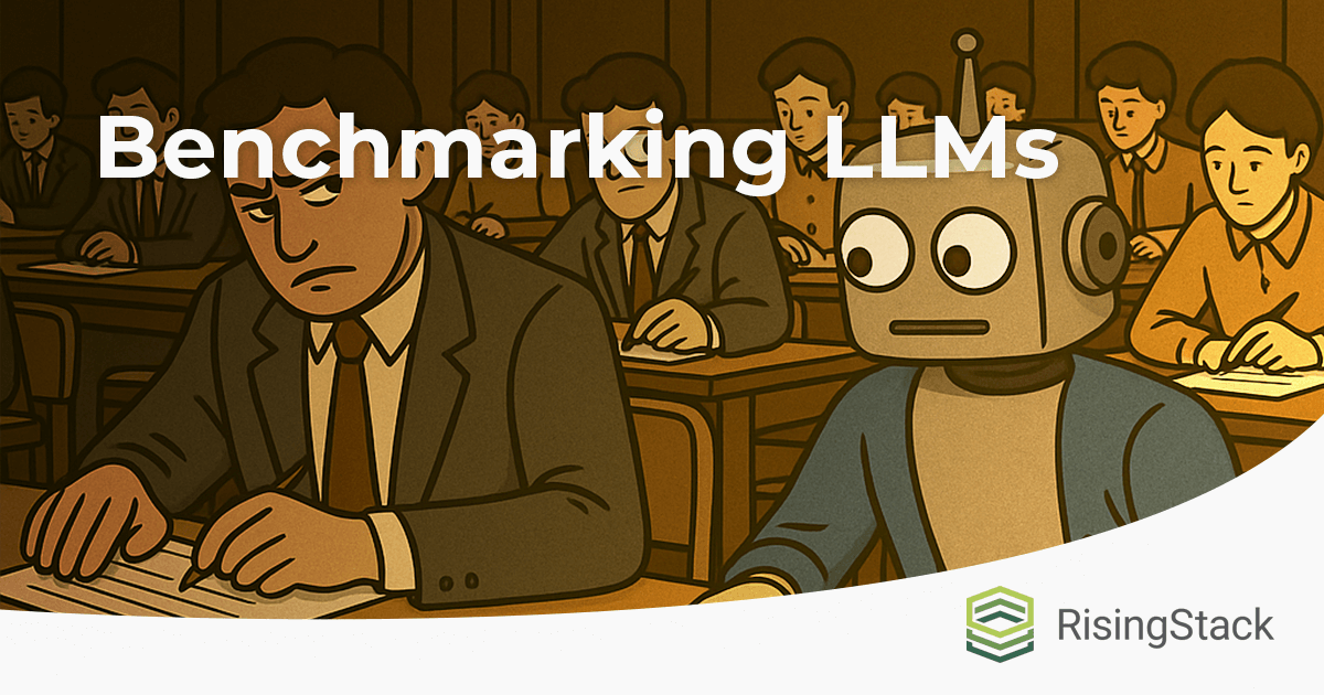 RisingStack's tweet card. This post breaks down how LLMs are tested, which benchmarks matter and what the scores mean to figure out which model fits your needs.