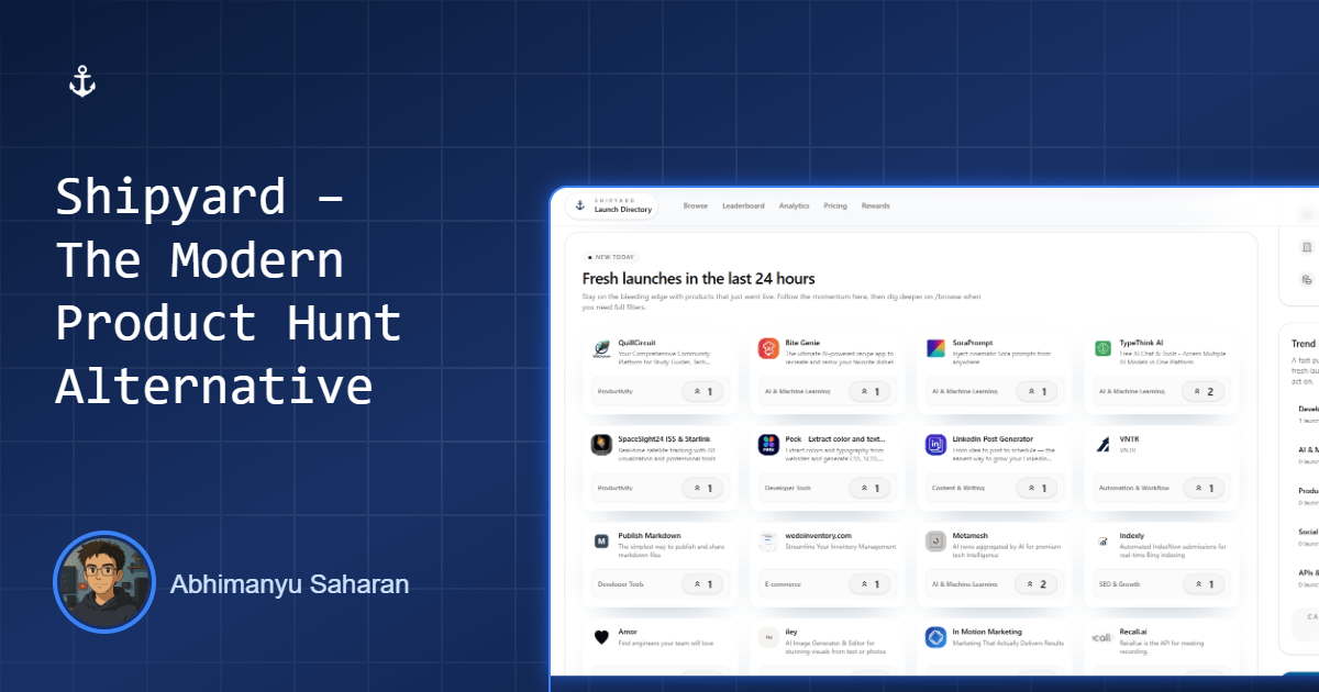 abhi16_93's tweet card. Explore Shipyard makers with verified revenue pulled directly from their payment providers, ranked in descending order.
