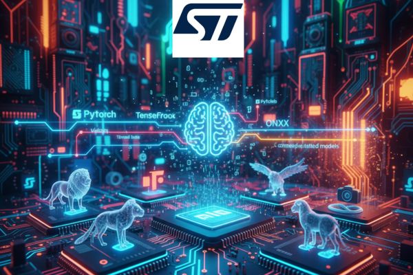TimestechBuzz's tweet card. ST a global semiconductor leader serving customers across the spectrum of electronics applications, has unveiled STM32 MCU model zoo.