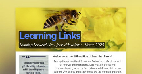 LearnForwardNJ's tweet card. Learning Links